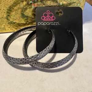 Paparazzi Silver Textured Hoop Earrings